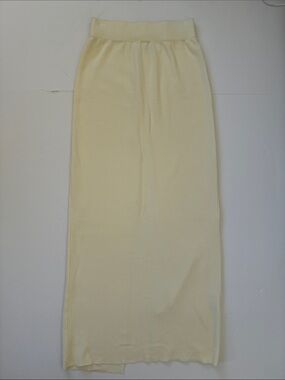 Tiger Mist Ledger Skirt Yellow Cream Maxi Knit Skirt Elastic Waistband Small